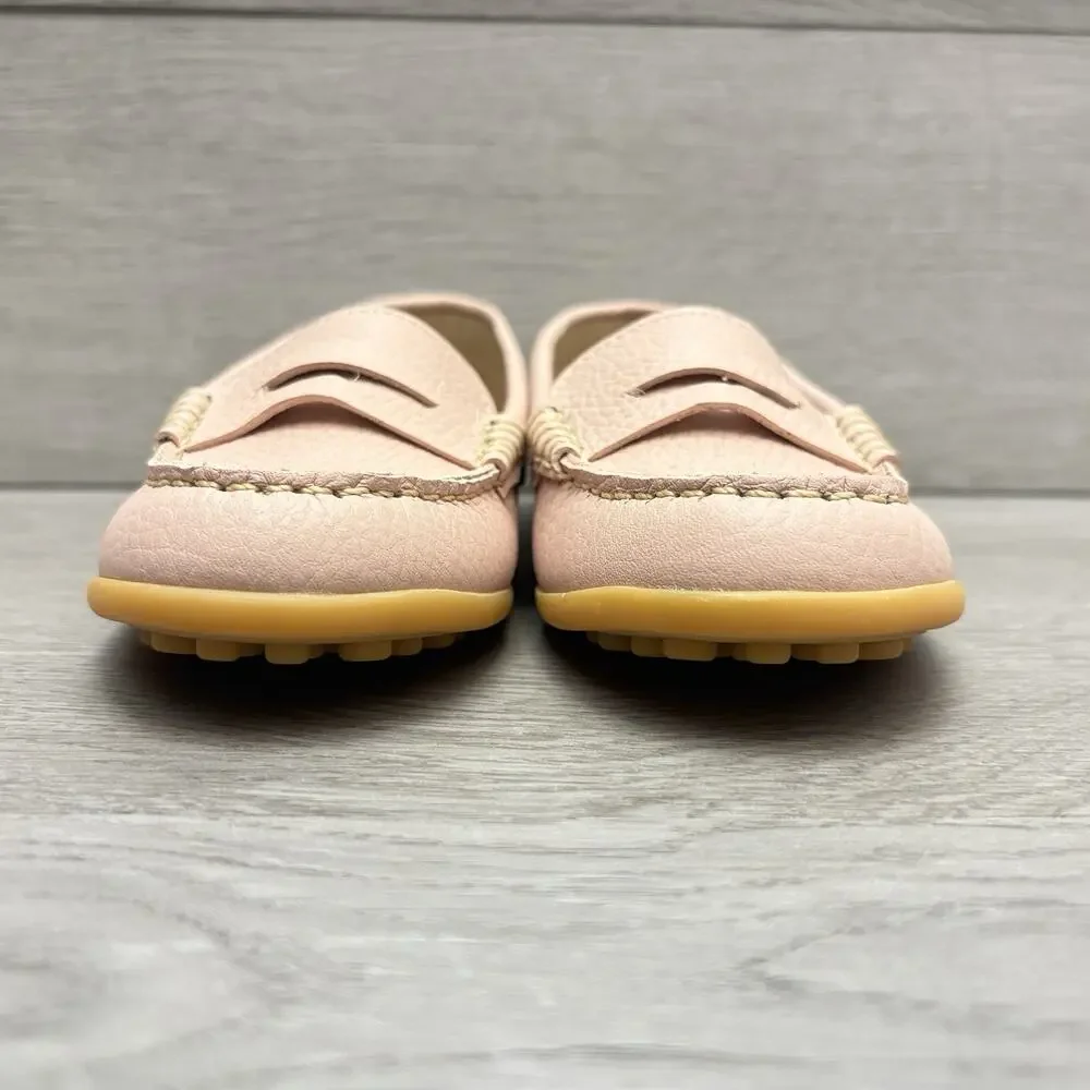 Elephantito Penny Loafers Pink Leather Slip On Driving Moccasin Shoe Size 1